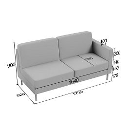 (end-d3p1) Диванная секция Эндер тройная с одним подлокотником - Фото предпросмотра