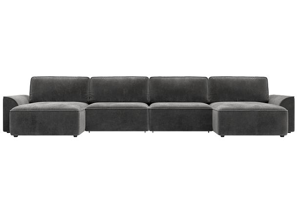 Диван п-образный Лига-048 НПБ лонг Велюр серый - Вид 2
