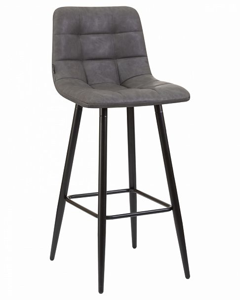 Стул барный DOBRIN NICOLE (черные матовые ножки, серая антрацитовая винтажная экокожа (RU-08)) - Вид 1
