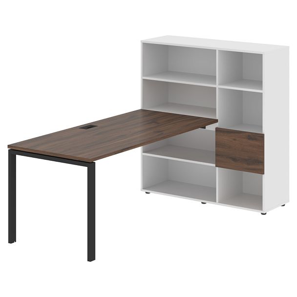 Стол-стеллаж EURST 1217 Дуб Денвер тёмный/Черный/Белый 2190х1250х1355 EDIS - Вид 1