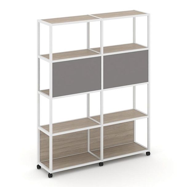 Shelf Mobile Стеллаж 5 уровней 2 секции VR.LT-STK-513.12 Дуб Аттик/Металл Белый/W-11 2370*400*2000 - Вид 1