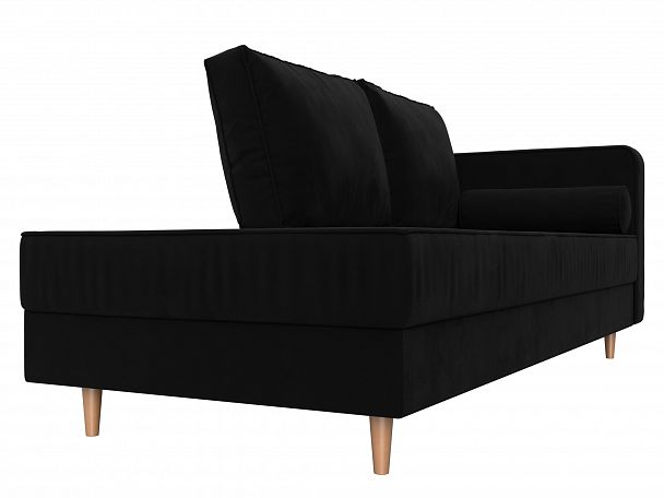 Кушетка Прайм правый (полностью микровельвет черный) - Вид 3