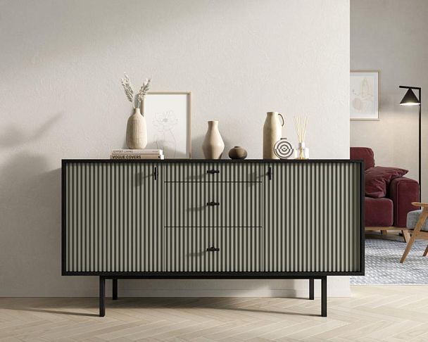 Комод две дверки и три ящика Emerson арт EM08/gray/L - Вид 4