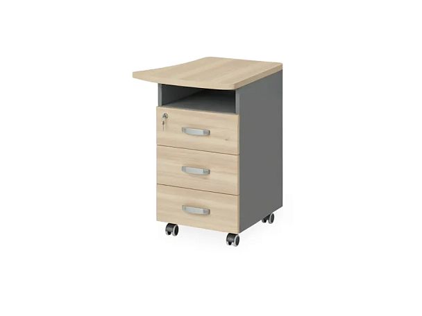 БЕРЛИН / BERLIN Тумба приставная правая 530х600х740 Акация/Серый - Вид 1