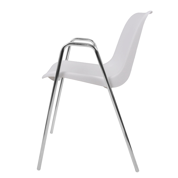 Стул Vicenza (4 высокие ножки c подлокотниками), каркас Хром, белый, РП+ИК, стопируемый - Вид 4