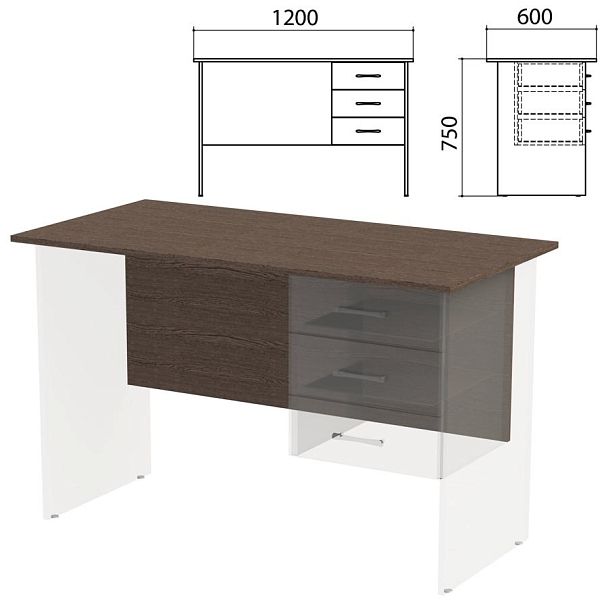 Столешница, царга стола письменного с тумбой "Канц" 1200х600х750 мм, цвет венге, СК50.16.1 - Вид 2