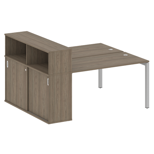 Metal System Quattro Р. ст. с шкафом-купе на П-образном м/к 50БП.РС-СШК-2.3 Т Вяз/Серый металл 1810*1475*1098 - Вид 1