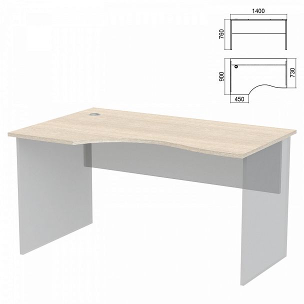 Стол эргономичный ЧАСТЬ 1 "Арго", 1400х900х760 мм, левый, ясень шимо - Вид 1