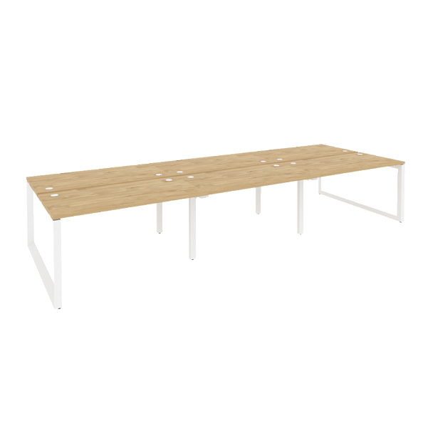 Onix Рабочая станция на О-образном м/к O.MO-D.RS-6.3.7 Тиквуд светлый/Белый металл 4140*1475*750 - Вид 1