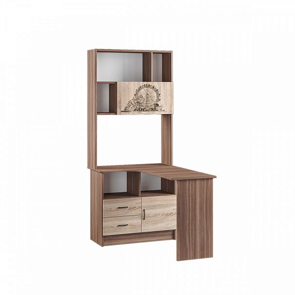 Стол угловой универсальный Орион ясень шимо/дуб сонома - Вид 1