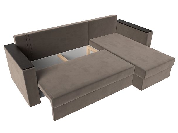 Угловой диван Атланта Лайт Б/С правый (полностью велюр коричневый) - Вид 8