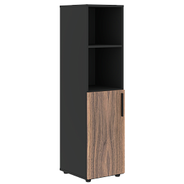 Шкаф средний узкий VRMCS 40.5 Американский орех/Яшма черный 400х430х1517 VELION VENEER - Фото предпросмотра