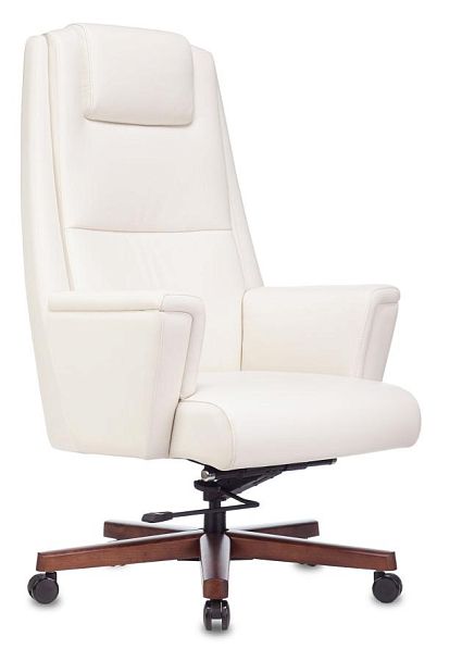 Кресло руководителя Бюрократ _DUKE белый кожа крестов. металл/дерево - Вид 1