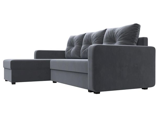 Диван угловой Ливерпуль Лайт левый угол Велюр серый - Вид 3
