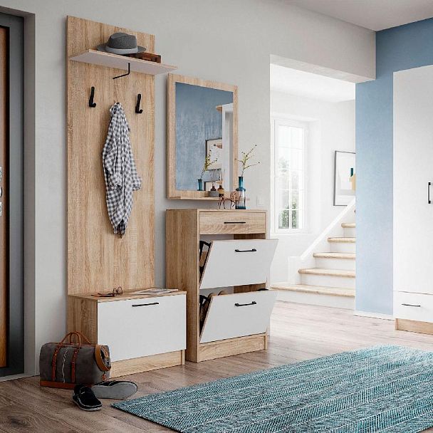 Прихожая Денвер обувница дуб сонома/белый - Вид 3