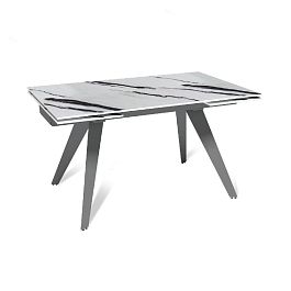 Стол раскладной Rhein (140+40+40), керамика глянцевая Panda White - Фото предпросмотра