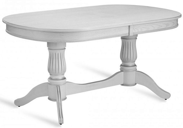 Стол деревянный раздвижной Кайнс 160(200,240)х100х76 Белый с серебряной патиной - Вид 1