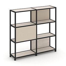 Shelf Mobile Стеллаж 4 уровня 2 секции VR.LT-STK-414.06 Денвер Светлый/Металл Черный/W-04 1170*400*1523 - Фото предпросмотра