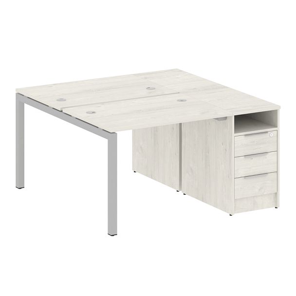 Metal System Quattro Р. ст. с тумбой на П-образном м/к 50БП.РС-СТП-2.1 Дуб наварра/Серый металл 1412*1475*750 - Вид 1