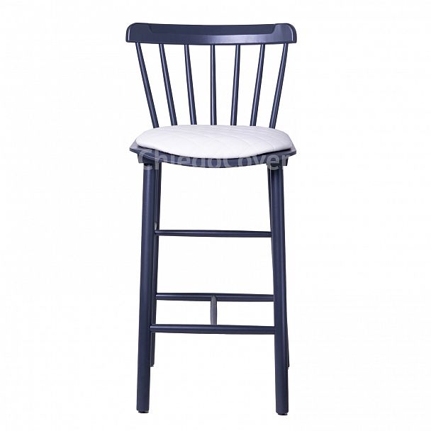 Стул Такер полубарный, серый графит, мягкая сидушка, белый кожзам - Вид 3