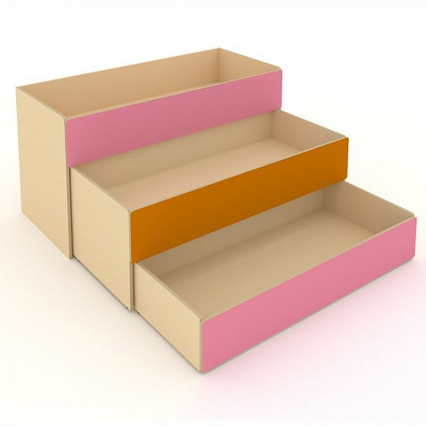 Детская кровать 3-х уровневая оранжевый - Вид 1