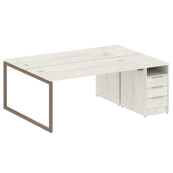 Metal System Quattro Р. ст. с тумбой на О-образном м/к 40БО.РС-СТП-2.4 Дуб наварра/Мокко металл 2012*1475*750 - Вид 1