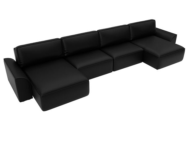 Диван п-образный Лига-048 НПБ лонг Экокожа черный - Вид 6