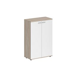 Шкаф средний 800х400х1200, 2-х дв., з.ст ЛДСП / корпус: дуб светлый;  фасады: белый Сигма / Sigma - Фото предпросмотра