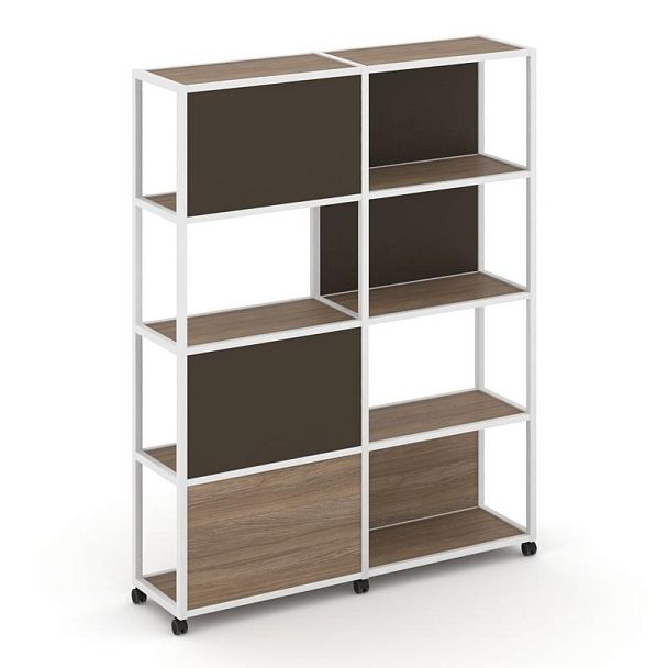 Shelf Mobile Стеллаж 5 уровней 2 секции VR.LT-STK-515.12 Дуб Аризона/Металл Белый/W-25 2370*400*2000 - Вид 1