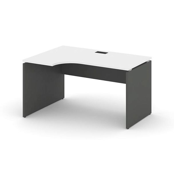 Стайл Проджект Стол рабочий эргоном. SN-D.SPA-001(L) Белый/Антрацит NEW/Черная Заглушка 1380*600/980 - Вид 1