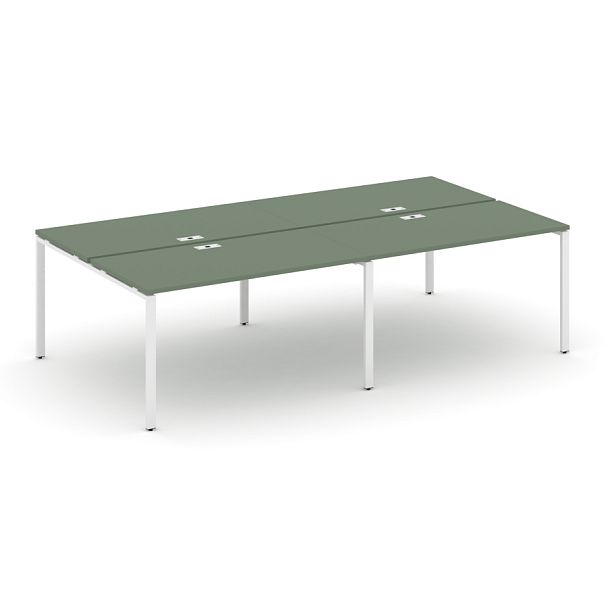 Concept Рабочая станция на 4 места CN.DRS-008 Кобо/Металл Белый 3160*1480*750 - Вид 1