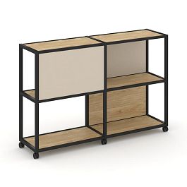 Shelf Mobile Стеллаж 3 уровня 2 секции VR.LT-STK-313.08 Тиквуд Светлый/Металл Черный/W-04 1570*400*1046 - Фото предпросмотра