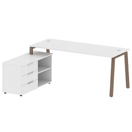 Metal System Р. ст. с тумбой на А-образном м/к БА.РС-СТС-2.5 (L) Белый/Мокко металл 1900*1520*750 - Фото предпросмотра