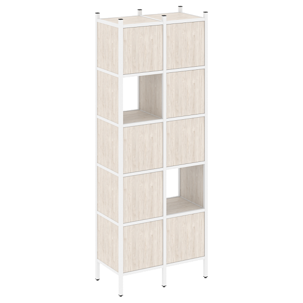 Loft Прямой стеллаж наборный VR.L-05 Денвер светлый/Белый металл 862*446*1869 - Вид 1