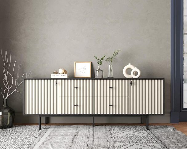 Комод две дверки и четыре ящика Emerson арт EM19/milky/L - Вид 4