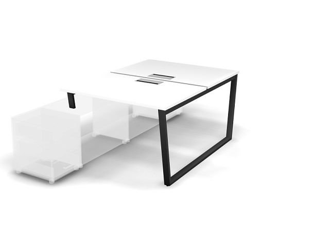 MATRIX 121В300-V Стол прямой, опора на тумбу, пров. Merida (V-опоры) 1180х1590х775 Белый/Темно-серый - Вид 1