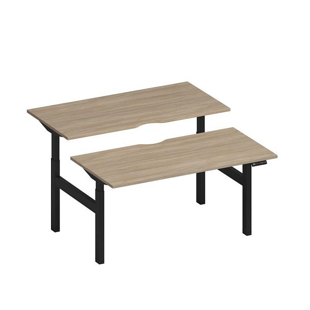 Рабочая станция на электроприводе с вырезами Elevo А2 ЧР 103.2 ДК дуб скандинавский / черный гладкий - Вид 1