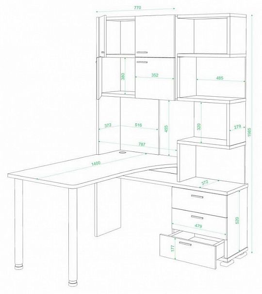 Стол компьютерный Домино СР-500М/140 Карамель/Шамони левый - Вид 2