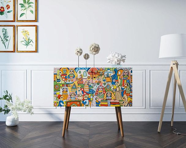 Комод на высоких ножках Berber малый 1 принт арт BB13/Print_01 - Вид 5