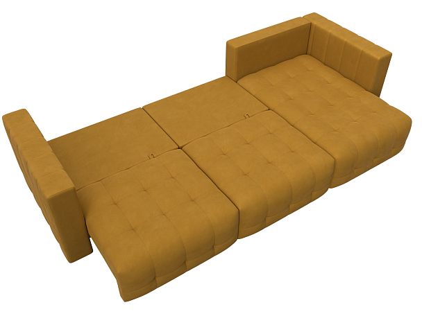 Диван угловой Лига-052 НПБ Лонг угол универсальный Велюр желтый - Вид 9