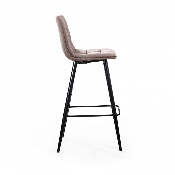 Стул барный UNO, бархат пепельно-бежевый 25 / чёрный конус - Вид 4