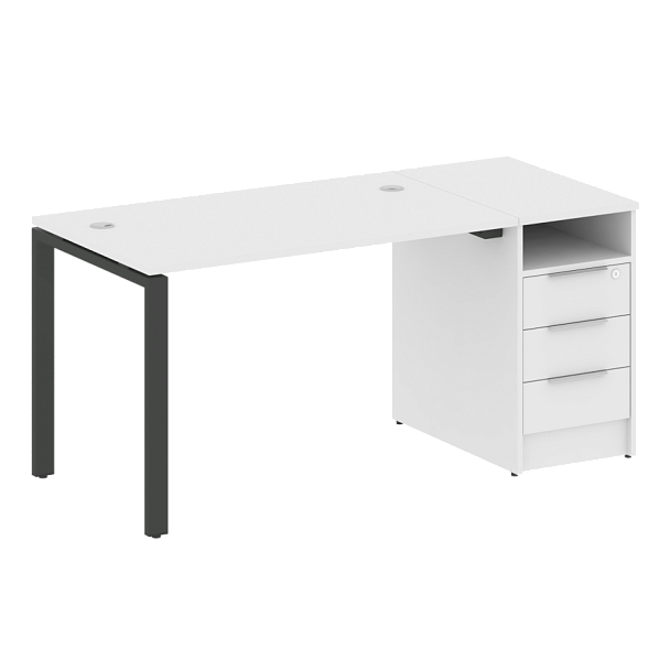 Metal System Р. ст. с тумбой на П-образном м/к БП.РС-СТП-1.2 Белый/Антрацит металл 1612*720*750 - Вид 1