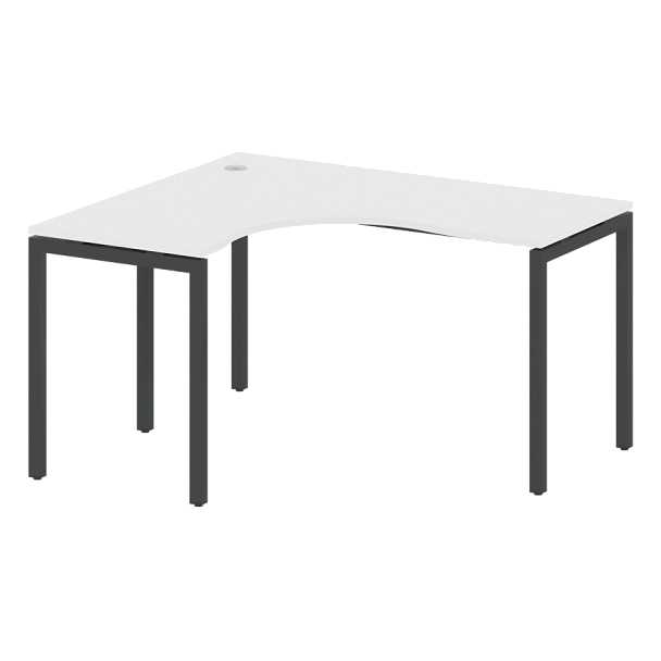 Metal System Quattro Стол криволинейный левый на П-образном м/к 40БП.СА-3 (L) Белый/Антрацит металл 1400*1200*750 - Вид 1