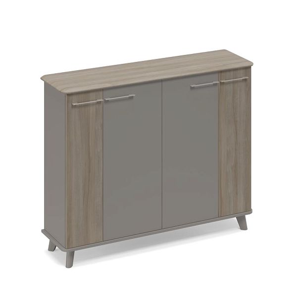 Шкаф средний греденция закрытый Time metal ТМ 343 МП/ВЛ/МП.ВЛ мокко премиум (корпус) / вяз либерти (столешница, топ, фасад) - Вид 1