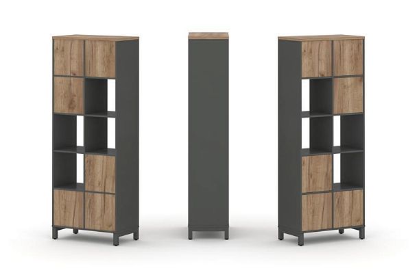 Стайл Проджект Набор стеллажа 1 сторон., 5 яр. SN.NS-521 Антрацит/Дуб Табак/Металл Антрацит 754*400* - Вид 1