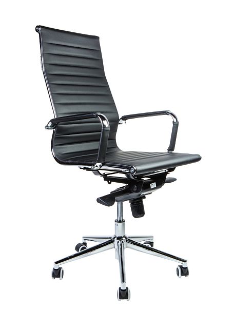 Кресло Техно / хром / черная экокожа - Вид 1