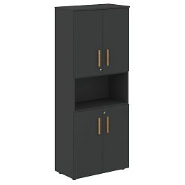 Шкаф с 2-мя комп-ми малых дверей и топом FHC 80.4(Z) Черный графит/Черный графит 802х429х1983 FORTA - Фото предпросмотра