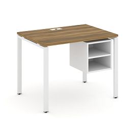 Concept Стол рабочий с подвесной тумбой с 2 открытыми нишами CN.SP-105 Сандал Янтарный/Белый Бриллиант/Металл Белый 980*720*750 - Фото предпросмотра