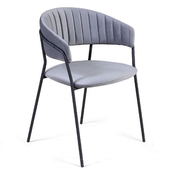 Стул Kelly с подлокотниками, бархат светло-серый 26 - Вид 1