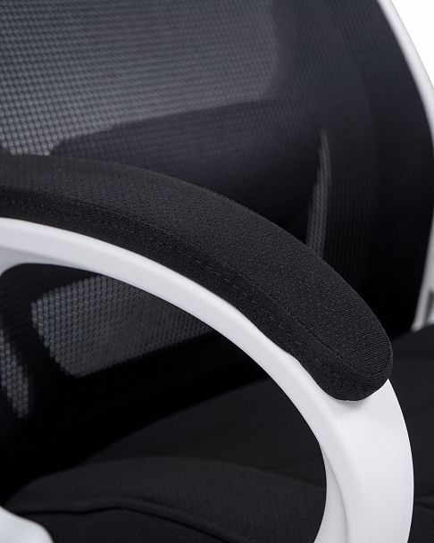 Офисное кресло для руководителей DOBRIN STEVEN WHITE (белый пластик, чёрная ткань) - Вид 10
